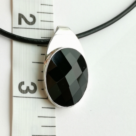 NWT Black onyx sterling silver pendant necklace - Picture 4 of 5